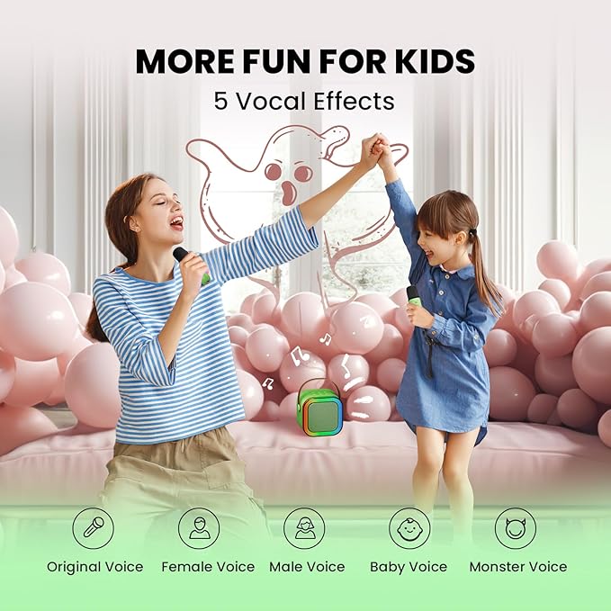 IROO Mini Karaoke Machine for Kids, 2025 TOP Toys Birthday Gifts Ideas for Girls Ages 4, 5, 6, 7, 8, 9, 10, 12+ Years Old, Portable MP3 Player with 2 Wireless Mics for Party-CubbioJoy