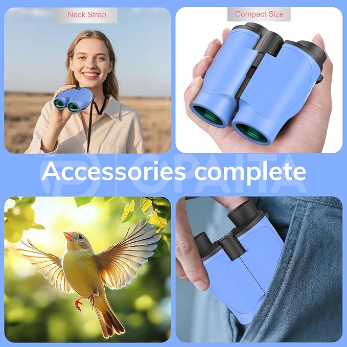 Compact Binoculars for Adults High Powered - OPAITA 20x32 Small Binoculars for Adults Kids with Low Light Vision for Hunting Cruise Ship Travel Concert Hiking Blue-CubbioJoy