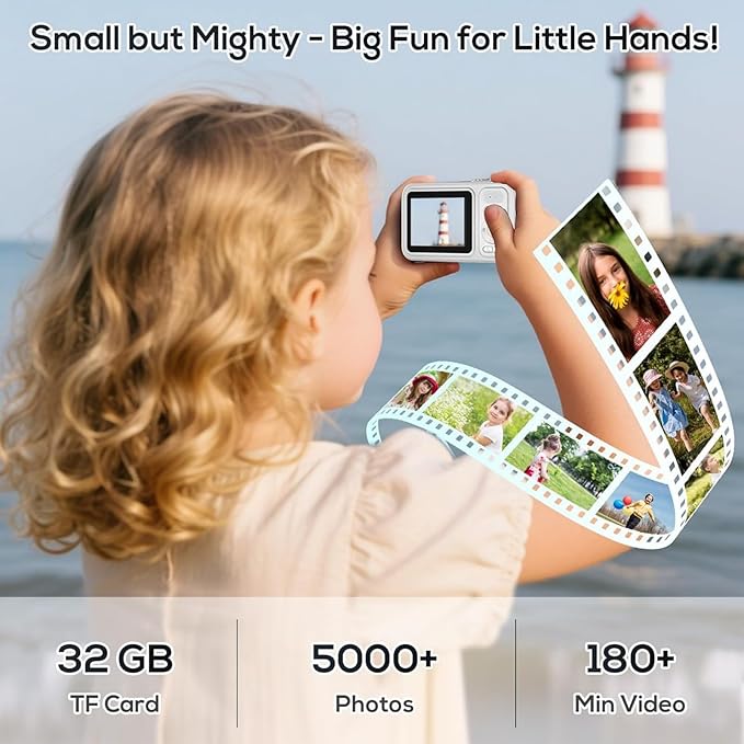 Digital Camera for Kids, WITYEAH 48MP FHD 1080P Point and Shoot Digital Cameras with 16X Zoom Anti-Shake, Compact Portable Cameras for Photography, for Boys Girls Teens Beginners,White-CubbioJoy