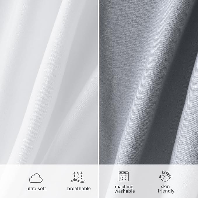 4-Pack Fitted Mini Crib Sheets for Boys and Girls - Breathable, Soft Microfiber Baby Sheets in Grey, Navy and White-CubbioJoy