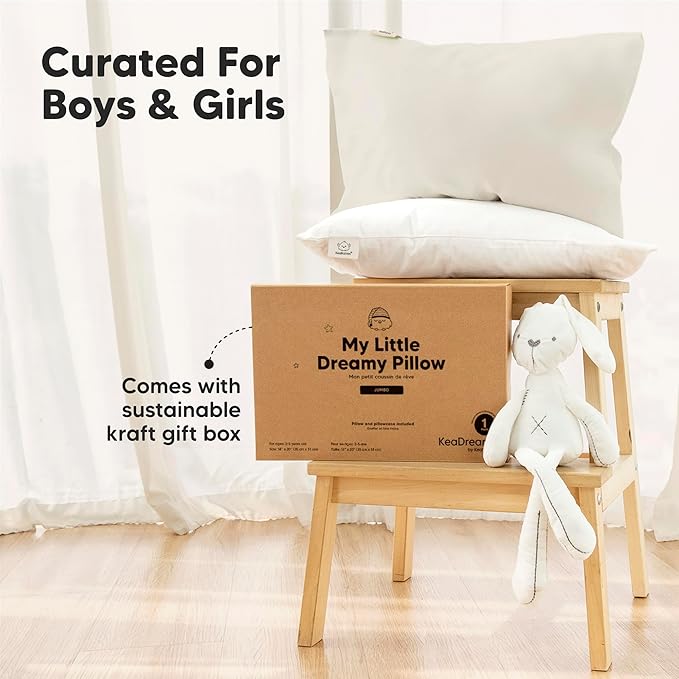 KeaBabies Toddler Pillow with Pillowcase, Jumbo 14X20 - Soft Organic Cotton Toddler Pillows for Sleeping - Machine Washable - Perfect for Travel, Toddler Bed Set (Clay)-CubbioJoy