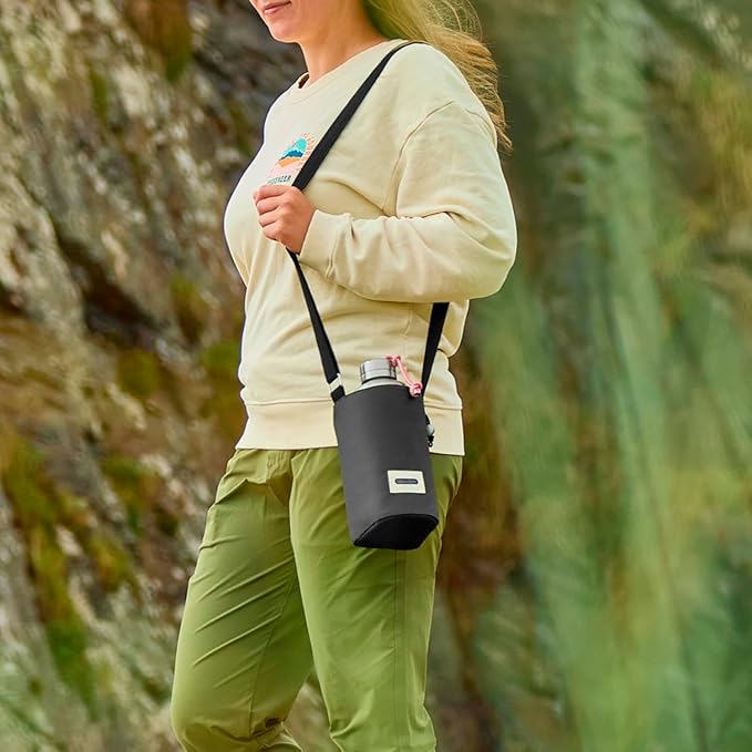 BLACK + BLUM Insulated Bottle Bag - For Adults and Kids - Made with Recycled PET and BPA Free - Bottle Bag for On The Go, Black-CubbioJoy