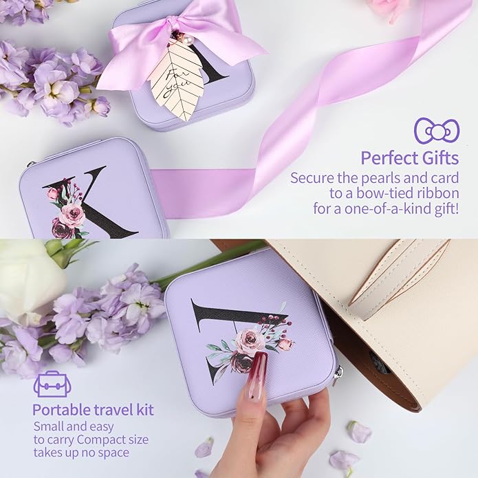 AYGXU Travel Jewelry Box for Women and Girls - Small Case With Initial A-Z - Teacher Gifts-CubbioJoy