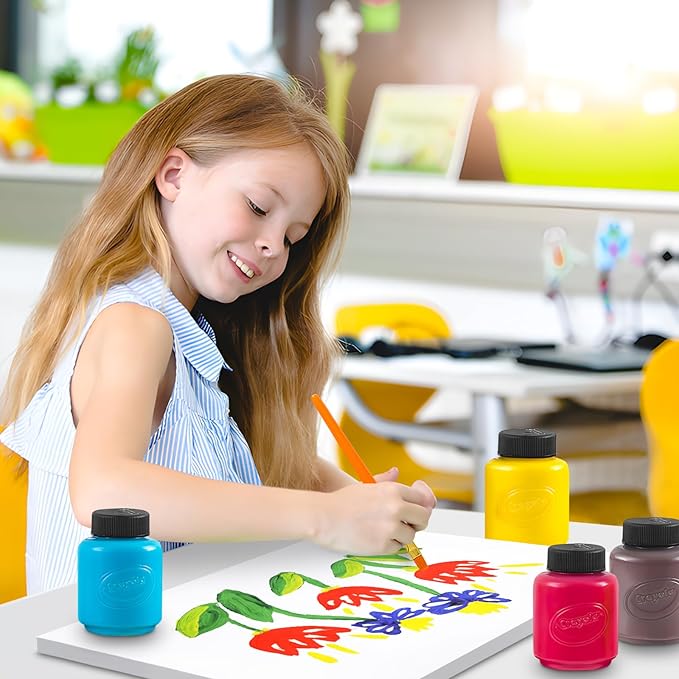 Acrylic Paint Set for Kids Includes 6 Acrylic Paints, Painting Canvas, 7 Paintbrushes, Paint Pallet, Arts and Crafts for Kids Canvas Painting Supplies Bundle-CubbioJoy