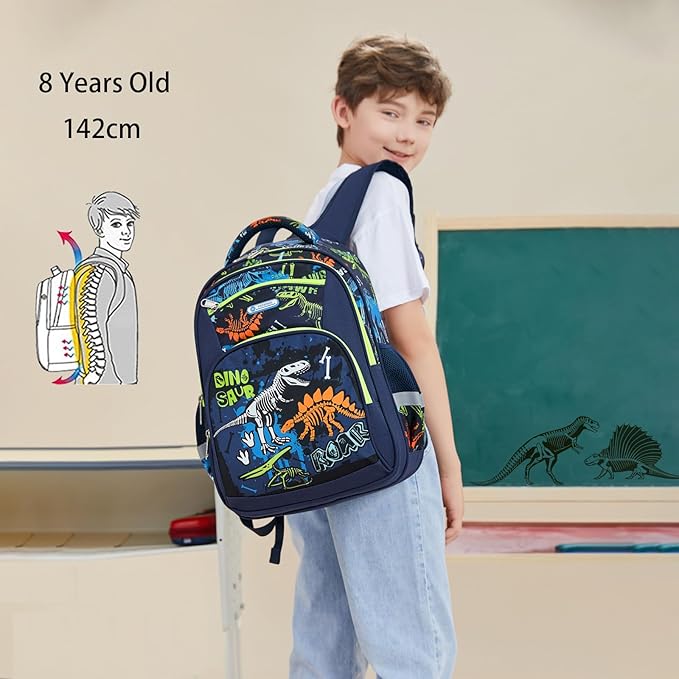 Cusangel Backpack for Boys Girls School Bookbags,Kindergarten Elementary Middle School Lightweight Waterproof Multifunctional Large Capacity for Backpack (17inch Luminous dinosaur)-CubbioJoy