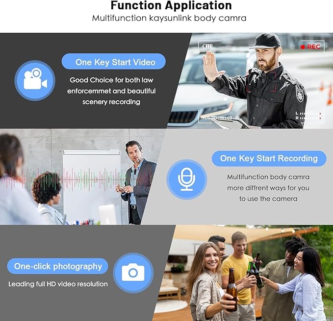 Body Camera with 1.4” Screen Audio and Auto Video Night Vision 1440P UHD Mini Police Wearable Body Worn Cam Portable Small Personal Camcorder Sport Action Outdoor Video Recorder (2K-128GB)-CubbioJoy