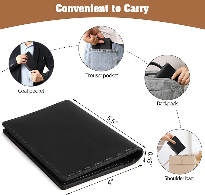 Jack&Chris Leather Passport Holder, Handmade Passport cover, Travel Wallet Cover Case for Men and Women, Leather Travel Documents Organizer Protector, JC107-CubbioJoy