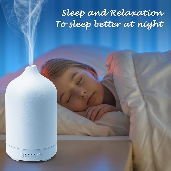 Diffuserlove Ceramic Diffuser 250ML Essential Oil Diffusers Aromatherapy Essential Oil Diffuser for Room Air Diffuser for Home Bedroom Stone Diffuser (White Big Size 250ml)-CubbioJoy