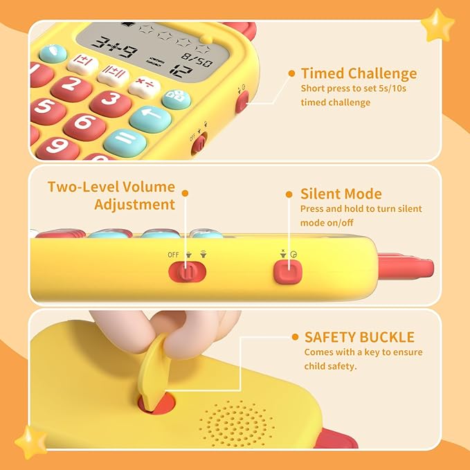 alilo Math Games for Kids Ages 5-12, Portable Math Toys for Practicing Addition, Subtraction, Multiplication and Division, Fun Educational Toy with 5 Modes, 19 Math Games, and 50K Math Questions-CubbioJoy