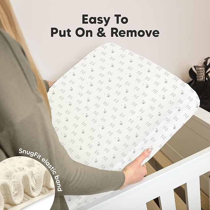 KeaBabies 2-Pack Organic Crib Sheets for Boys, Girls - 52x28 Fitted Crib Mattress Sheet Neutral, Breathable Jersey Cotton Cover for Baby Bed, Toddler Mattress, Soft & Cute Prints (Bumble Bear)-CubbioJoy