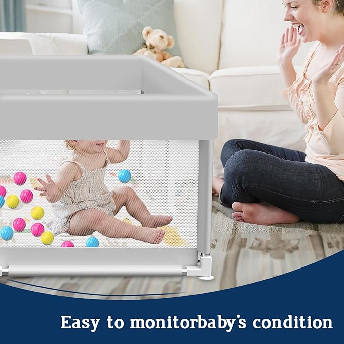 Baby Playpen with Mat, 50x50 Inch Playpen with Mat Waterproof for Babies and Toddlers Play Pen Playards Safety Gate Fence Active Center Indoor-CubbioJoy