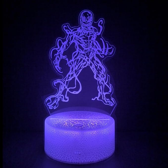 3D Alien Night Light, Super Hero Illusion Table Lamp with 16 Colors Remote Control Touch Lamp LED USB Night Light Desk Lamps Room Decorations Home Decor Holiday Gifts Birthday Gifts-CubbioJoy