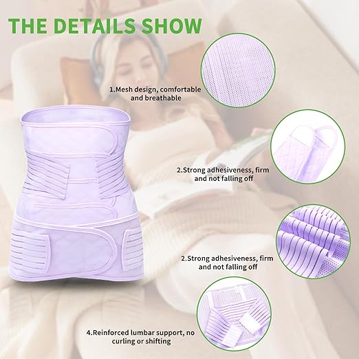 2 in 1 Postpartum Belly Band Wrap Purple, C-Section Support Belt XX-Large, Post Partum Support Recovery Waist/Pelvis Belt, Hysterectomy Belly Band Binder Girdle Stomach-CubbioJoy