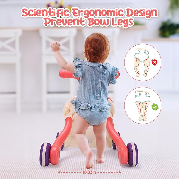 CUTE STONE Baby Walker for Boys Girls, 2 in 1 Sit-to-Stand Learning Walker and Activity Center, Baby Walking Toy, Early Learning Push Toy Gift for Infant-CubbioJoy
