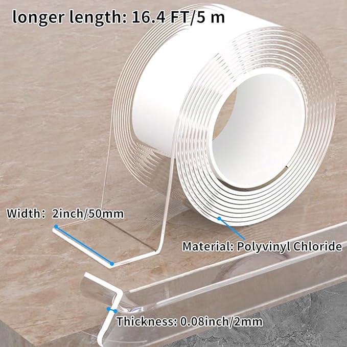 2 in x 16.4 ft,Clear Edge Protector Strip Sharp Edge Wrap Cover Tape with 6 Corners,Soft Corner Protectors Baby Proof, Furniture Corner Guard & Edge Safety, Edge Protector for Table and Fireplace-CubbioJoy