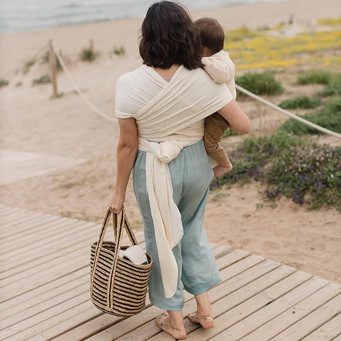 Boba Baby Wrap Carrier – Original Baby Sling Carrier for Newborns (7–35 lbs), Soft, Secure, Hands-Free & Ergonomic, Ideal for Comfortable Bonding, New Parents (Serenity Oat Meadow)-CubbioJoy