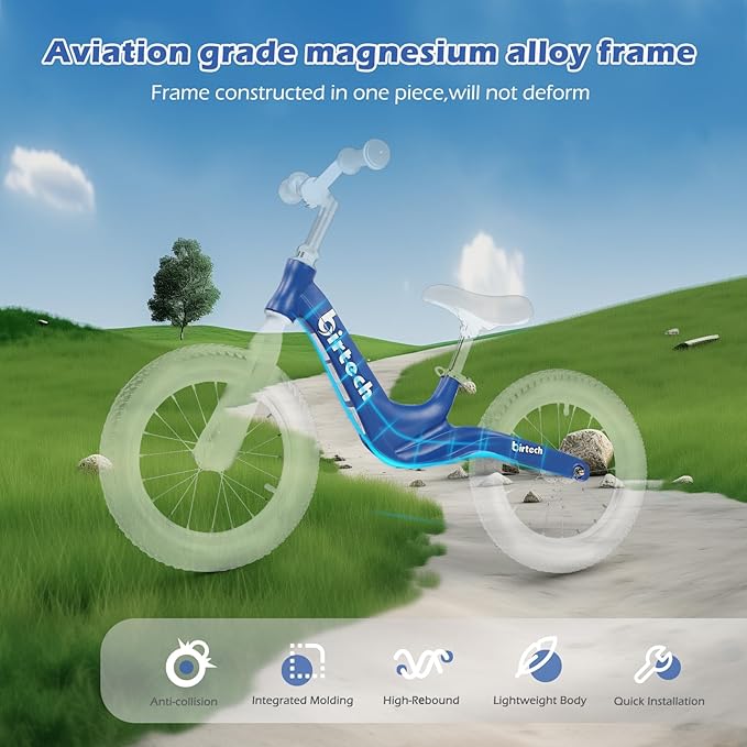 14" Kids Balance Bike for 3,4,5,6 Year Old Boys and Girls, Air Tires with Magnesium Alloy Frame, Lightweight No Pedal Toddler Training Bicycle-CubbioJoy