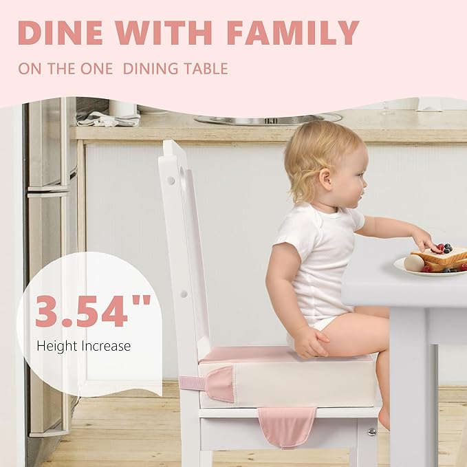 Booster Seat for Kitchen Chair with Adjustable Straps, Toddler Booster Seats for Dining Table Portable for Travel Camping Eating, Booster Cushion for Table for Baby Child Infant Kid Boy Girl-CubbioJoy