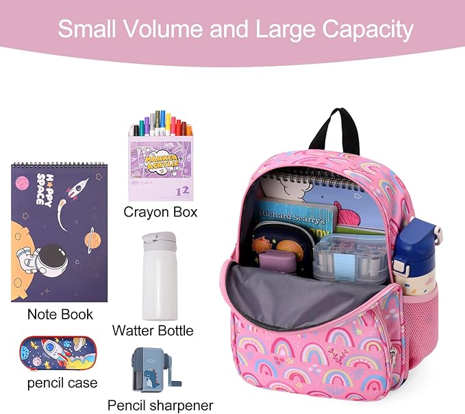CLUCI Kids Backpack for Girls Toddler Backpack for Preschool Kindergarten Child Cute Daycare School Bookbag Travel Pink Rainbow-CubbioJoy