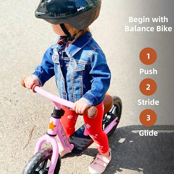 JOYSTAR 10"/12" Toddler Balance Bike for Girls & Boys, Ages 18 Months to 5 Years, Kids Push Bike with Footrest & Adjustable Seat Height, First Birthday Gifts for 2-5 Boys Girls-CubbioJoy