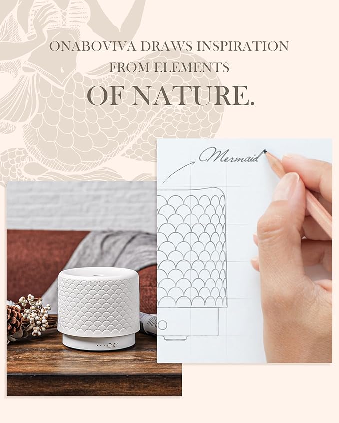 Ceramic Essential Oil Diffuser 280ml- Aromatherapy Diffuser with Ultrasonic Cool Mist Humidifier, Night Light, Timer, Auto Shut-Off, Large Room Aroma Diffuser for Home, Bedroom, Office, Yoga-CubbioJoy