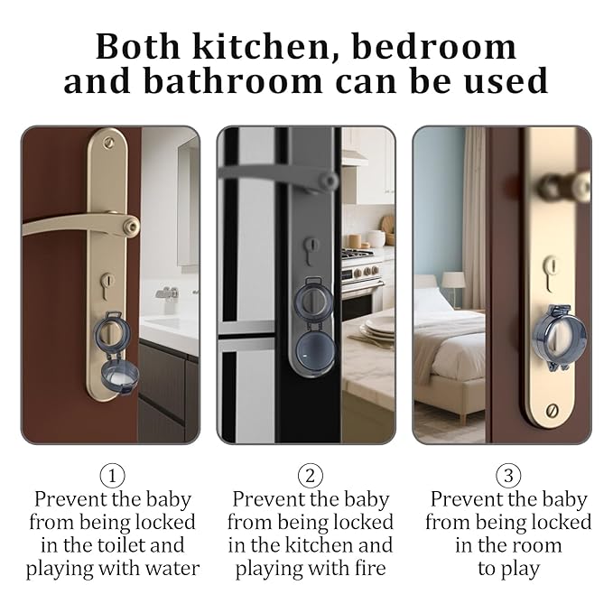 2 Pack Deadbolt Child Safety Lock Cover - Child Proof Deadbolt Cover & Door Knob Protector, Deadbolt Lock Cover for Kids, Prevents Accidental Locking (Fits Standard Locks) (Black)-CubbioJoy