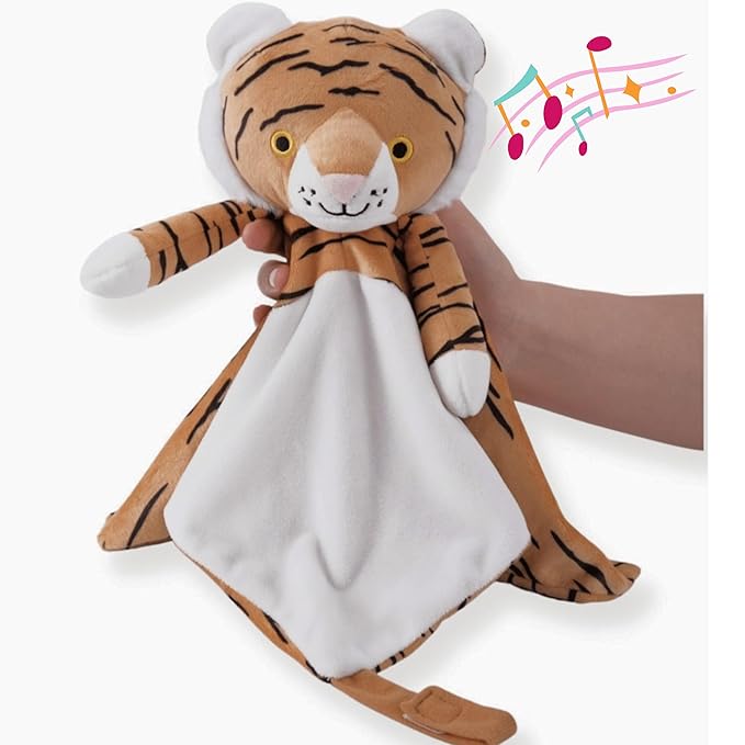 4-in-1 Sound Machine, Baby Lovey, Blanket - White Noise & Lullaby Plush Tiger - Calms & Reduces Wakeups, Helps Toddler Sleep Longer - Proven Sleep Aid -Musical BPA-Free, Machine Washable Newborn Gift-CubbioJoy