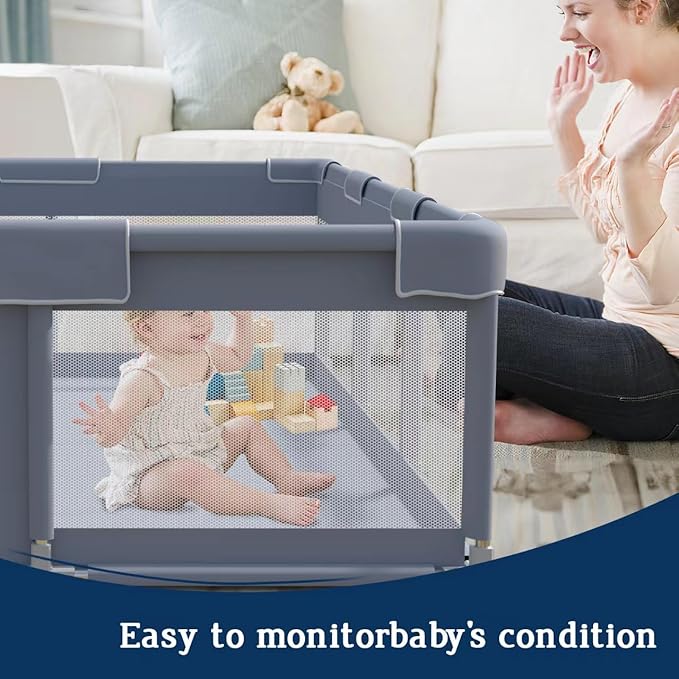 Baby Playpen 74x50 Inch, Playpen for Babies and Toddlers, Play Pen Pin Indoor Outdoor Baby Play Fence-CubbioJoy