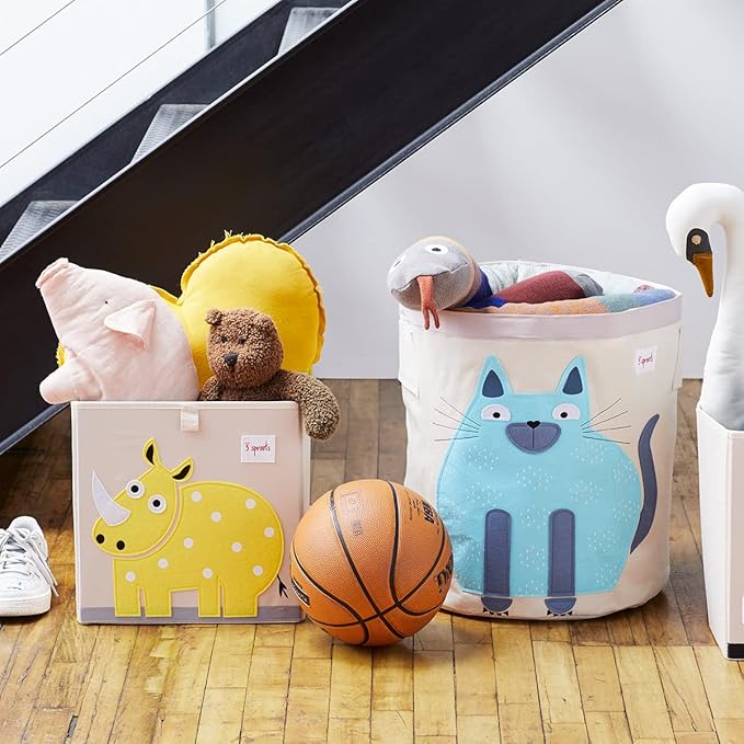 3 Sprouts Toy Storage Organizer: Toy Box Cube Organizer for Playroom, Nursery - Foldable Storage Bin - Rhino-CubbioJoy