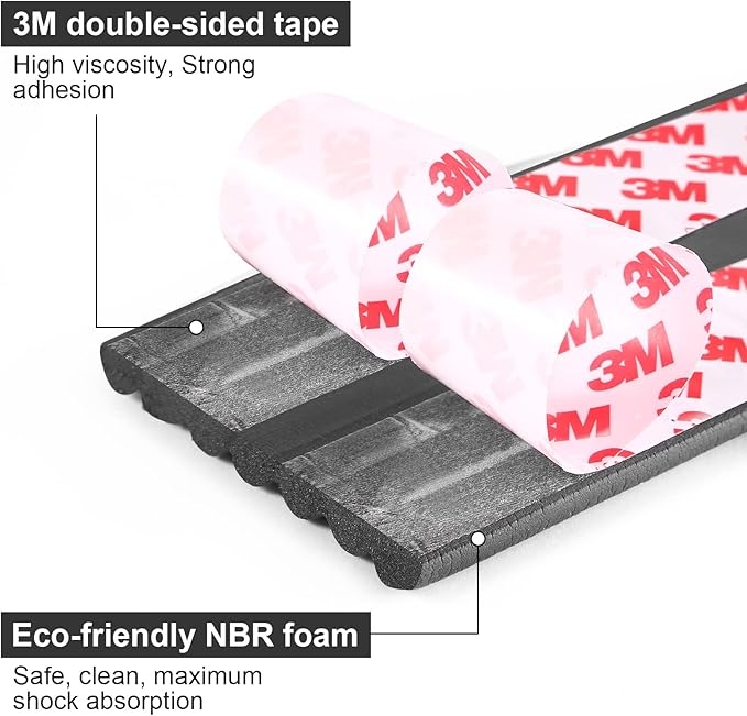 Baby Proofing Edge Corner Protector, 16.4 ft Edge Guards Padding with 3M Adhesive, Extra-Wide Soft NBR Rubber Foam Padding, Furniture,Sharp Edge Safety Corner Edge Bumper Guard-Black-CubbioJoy