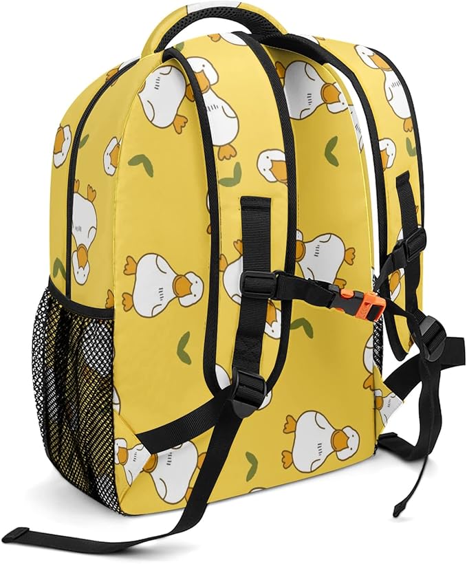 Cartoon Duck Yellow Custom Kids Backpack 16.5 Inch for Boy Girl, Personalized Waterproof Child School Travel Bag with Name, 16.5’’ X 12.2’’ X 5.9’’-CubbioJoy