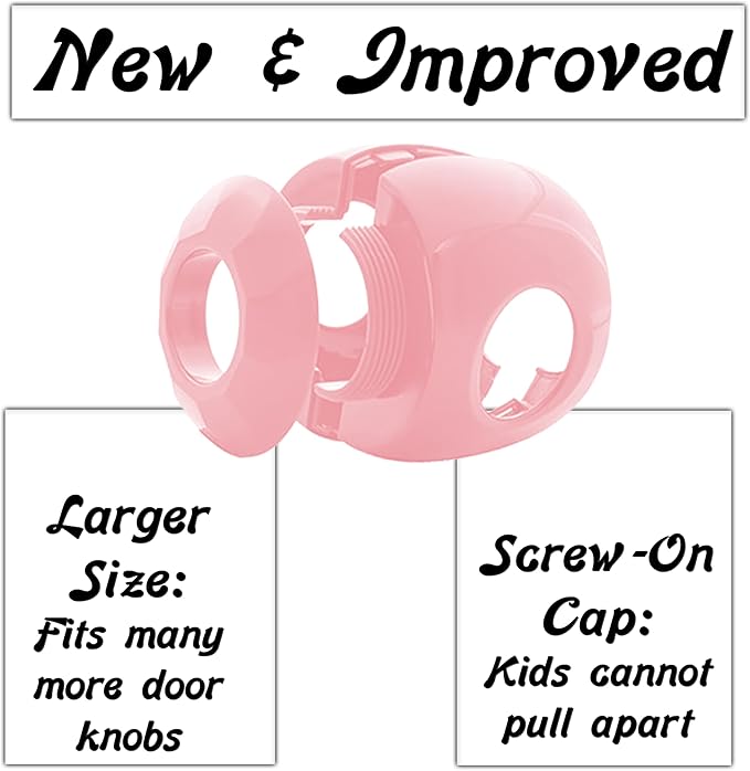 Door Knob Safety Cover for Kids - 5 Pack - Baby Proof Door Knob Covers - Door Locks for Kids Safety Child Proof (Pink)-CubbioJoy