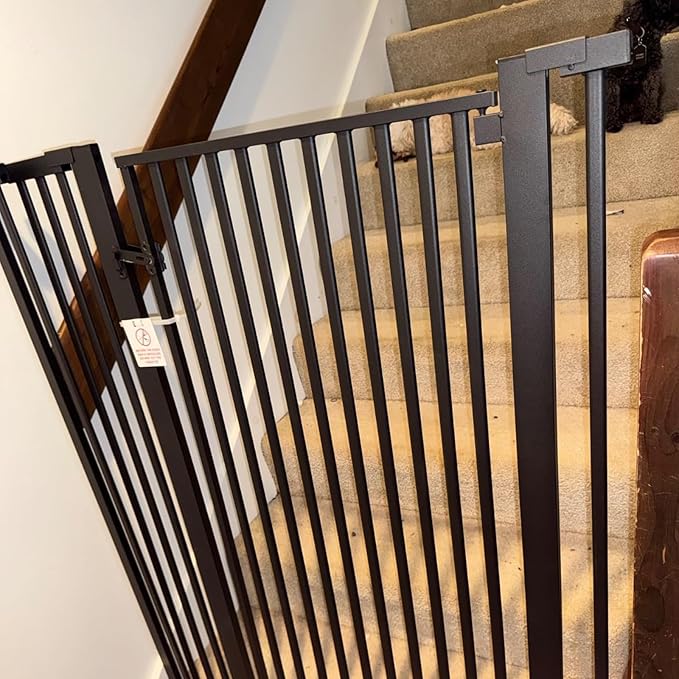 55.1 Inch Tall Baby Gate Auto Close Dog Gate Adjustable 29.92"- 48.03" Wide Pressure Mounted Walk Through Swing Pet Gate for Doorways (Black, 29.92"- 48.03")-CubbioJoy