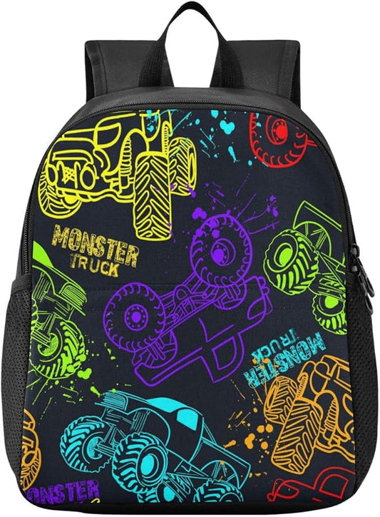 Colorful Monster Truck Toddler Backpack Waterproof Mini Backpack Boys/Girls Cute Small Kindergarten Pre School Bag-CubbioJoy