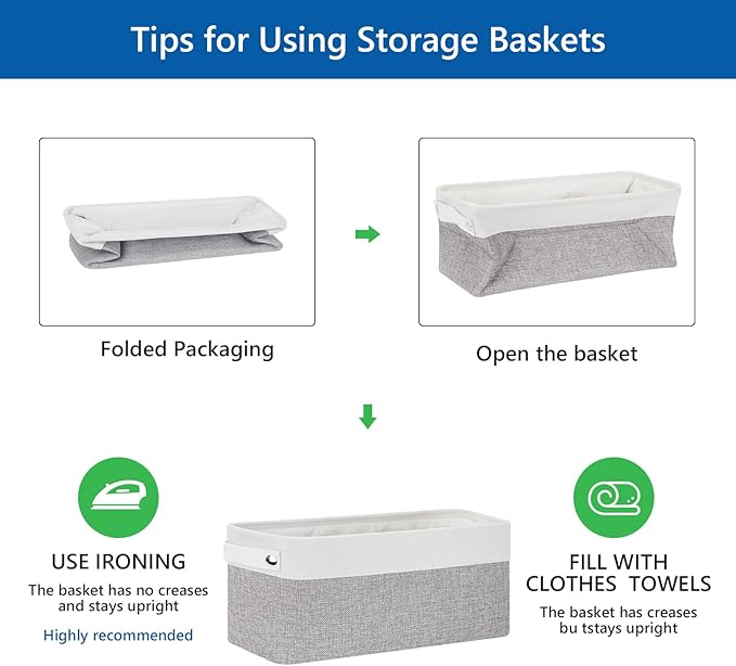 Bidtakay Small Bins for Organization Fabric Baskets for Toilet Paper Storage [4-Pack] Collapsible Narrow Baskets for Towels Socks Organizer Decorative Bins for Nursery Closet Cabinet -15x6x5.5In-CubbioJoy