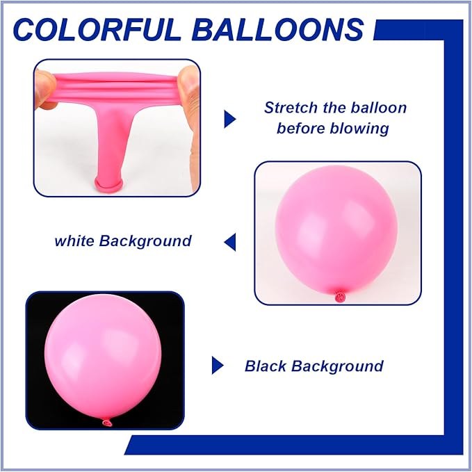 140pcs Dark Pink Round Balloons Different Sizes 18 12 10 5 Inch Latex Balloons for Arch Decoration Party Balloon Kit for Graduation Birthday Party Wedding Balloon Baby Shower Decoration-CubbioJoy