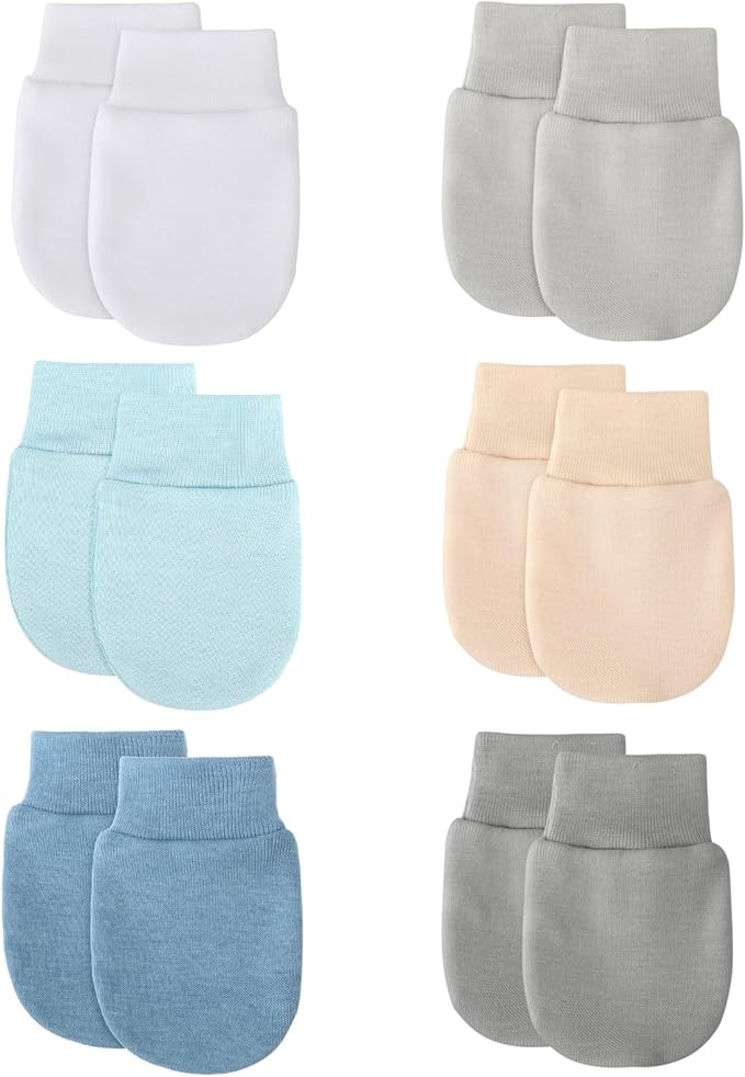 BQUBO 6 Pairs Newborn Baby Boys Girls Mittens 0-6 Months Unisex-Baby Infant Mittens Elastic No Scratch Wrist Gloves-CubbioJoy