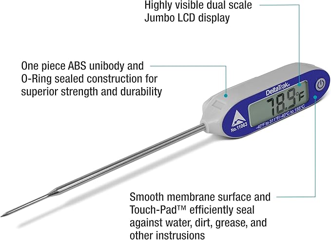 DeltaTrakessentials 11063 FlashCheck Jumbo Display Auto-Cal Needle Probe Thermometer-CubbioJoy