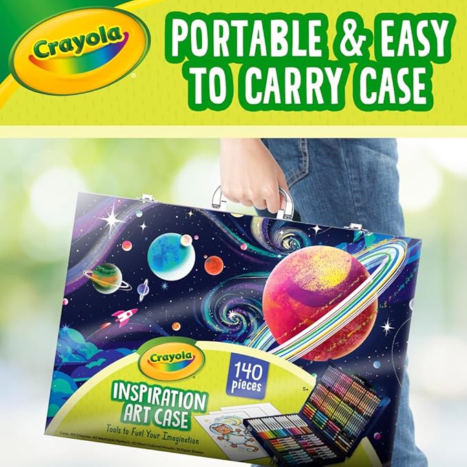 Crayola Inspiration Art Case Coloring Set, 140pc Space Theme – Art Kit for Kids, Crayons, Markers, Pencils, Gift for Boys & Girls, Ages 5, 6, 7, 8 [Amazon Exclusive]-CubbioJoy