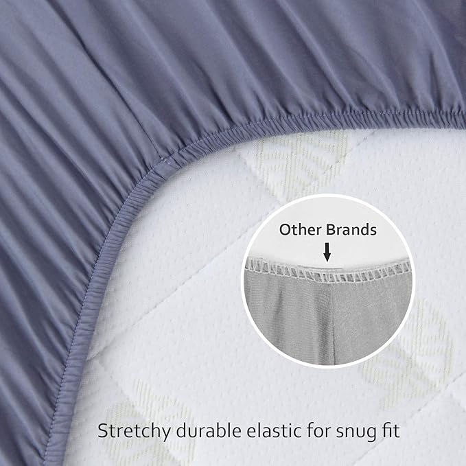 4-Pack Fitted Mini Crib Sheets for Boys and Girls - Breathable, Soft Microfiber Baby Sheets in Grey, Navy and White-CubbioJoy