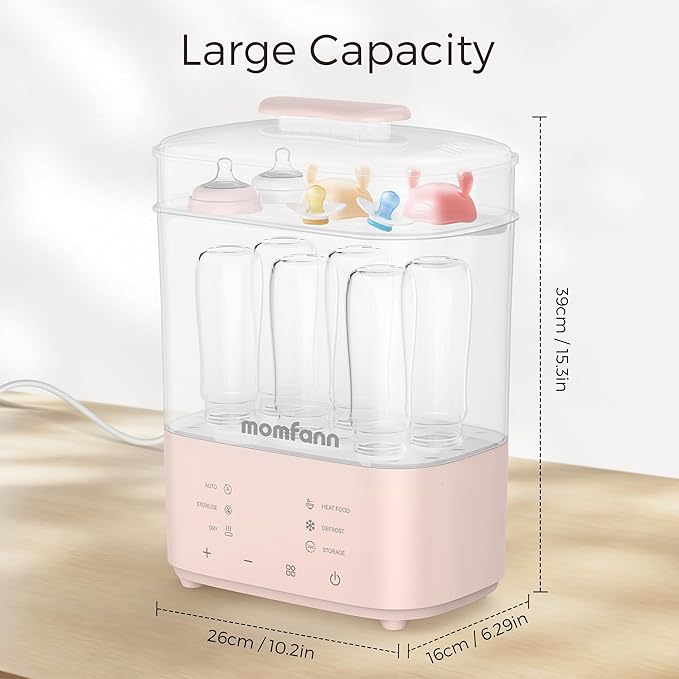 Bottle Sterilizer and Dryer, All-in-One Electric Steam Sterilizer Bottle Sanitizer for Baby Bottles, Pump Parts Accessories Newborn Essential Bottle Warmer for Breastmilk & Thaw (Pink)-CubbioJoy