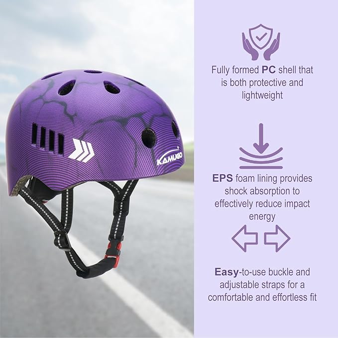 KAMUGO Kids Bike Helmet Set, Toddler Helmet for Ages 2-8 Boys Girls with Sports Protective Gear Set Knee Elbow Wrist Pads for Skateboard Cycling Scooter Rollerblading-CubbioJoy