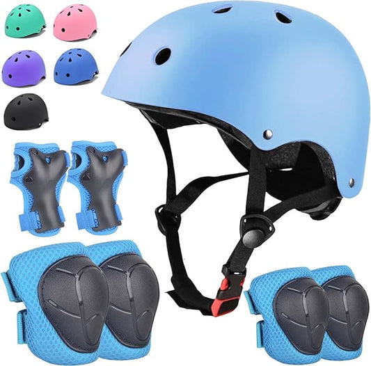 Kids Bike Helmet Set Adjustable for Children, Boys, Girls and Teenagers Aged 3-8 Years Includes Elbow, Knee, Wrist Guards Children's Helmet Protection Set for Bikes SkateboardsRollerskates-CubbioJoy