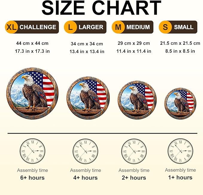 KAAYEE Wooden Puzzles for Adults, 3D Vision Effect Bald Eagle Wooden Jigsaw Puzzle Unique Shape Wood Puzzle Adult, Flat Puzzle Birthday Fathers Family Game (M-11.4 * 11.4in-200pcs)-CubbioJoy