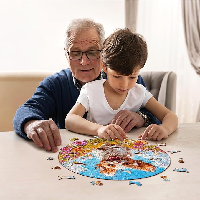 Jigfoxy Wooden Puzzles for Adults, Running Puppy Wood Puzzles Adult, Unique Animal Shape Wooden Jigsaw Puzzles for Adults, Birthday Gifts for Puzzle Lovers, Family, Friend (S-8 * 8.3in-108pcs)-CubbioJoy