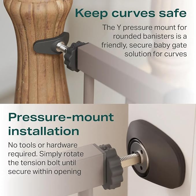 Cumbor 2 Pack 29.7"-51.5" Extra Wide Baby Gate for Stairs, Mom's Choice Awards Winner-Dog Gates for Doorways, Pressure Mounted Walk Through Pet Gate Indoor, Safety Auto-Close Child Gate for Kid,Brown-CubbioJoy