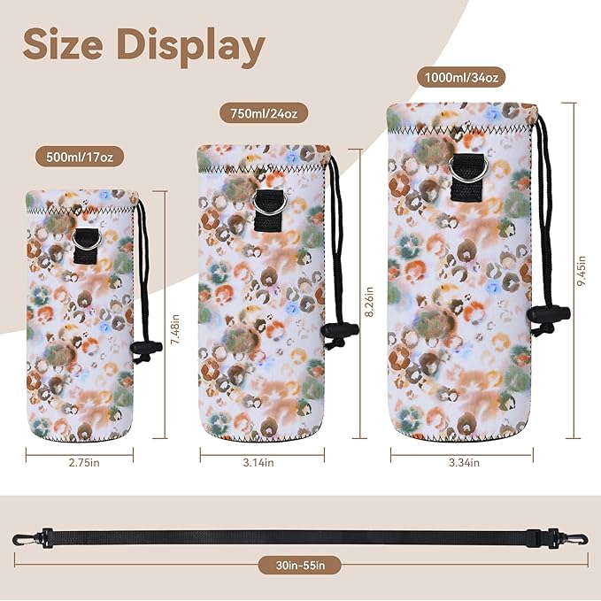 AUPET Water Bottle Bag Carrier,24oz/32oz Insulated Neoprene bottle Sling Holder Case Pouch Cover for 1000ML/750ML Bottles with Shoulder Strap for walking-CubbioJoy