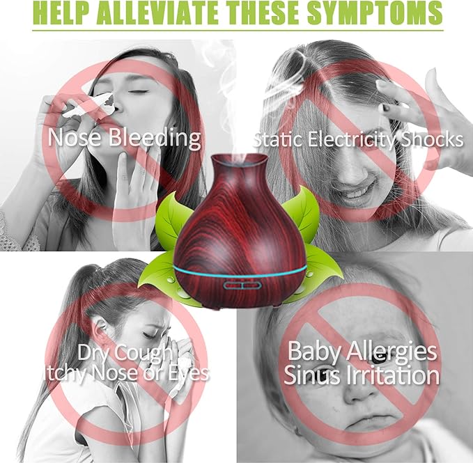 BZseed Aromatherapy Essential Oil Diffuser 550ml 12 Hours Wood Grain Aroma Diffuser with Timer Cool Mist Humidifier for Large Room, Home, Baby Bedroom, Waterless Auto Shut-off,7 Colors Lights Changing-CubbioJoy