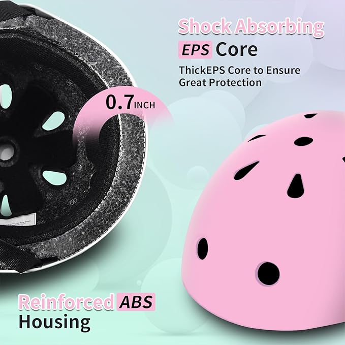 Adjustable Kids Bike Helmet with Knee & Elbow Pads Set, Color Gradient Design for Boys and Girls Aged 3-14+, for Skateboarding, Scooter, Roller & Inline Skating, Longboard-CubbioJoy