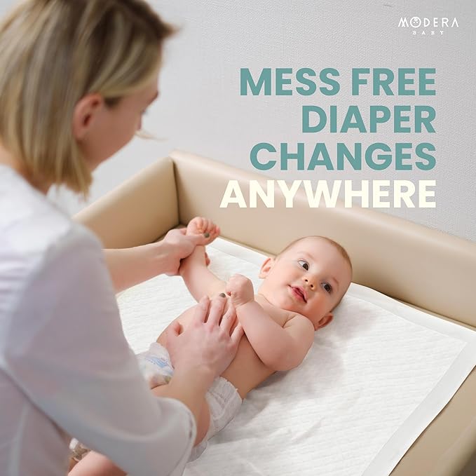 Organic Cotton Disposable Changing Pad Liners | Large 18x24 Hypoallergenic Ultra Absorbent & Waterproof Super Soft, Quilted Underpads for Baby Diaper Table & Travel, Leak Proof & Mess Free [100-Pack]-CubbioJoy